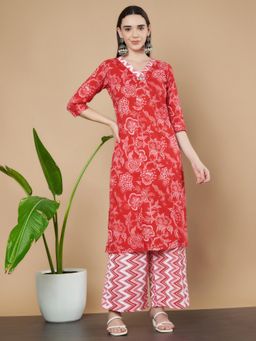 COTLAND FASHION - Floral Printed Cotton Kurta with Palazzo