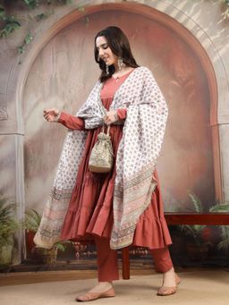 COTLAND FASHION - Cotton Anarkali Kurta and Pant with Dupatta
