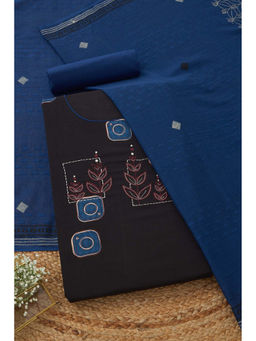 Soch - Black Cotton Printed Unstitched Top and Bottom with Dupatta