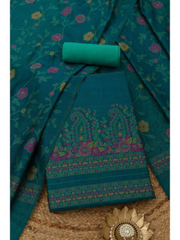 Soch - Teal Blue Chanderi Woven Design Unstitched Top and Bottom with Dupatta