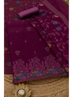 Soch - Wine Chanderi Woven Design Unstitched Top and Bottom with Dupatta