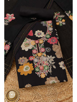 Soch - Black Modal Silk Floral Unstitched Top and Bottom with Dupatta