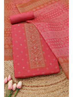 Soch - Peach Chanderi Bandhani Unstitched Top and Bottom with Dupatta