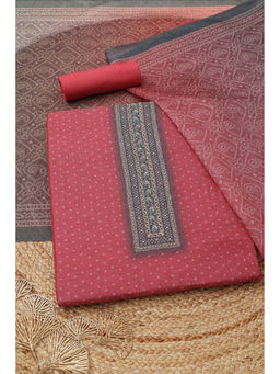 Soch - Fuchsia Chanderi Bandhani Unstitched Top and Bottom with Dupatta