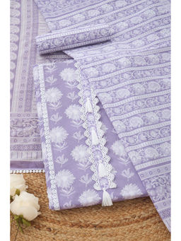 Soch - Lavender Cotton Floral Unstitched Top and Bottom with Dupatta