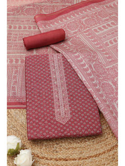 Soch - Fuchsia Art Silk Floral Unstitched Top and Bottom with Dupatta
