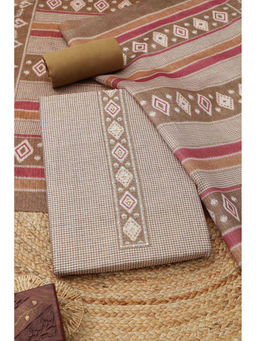 Soch - Olive Art Silk Printed Unstitched Top and Bottom with Dupatta