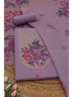Soch - Lavender Chanderi Floral Unstitched Top and Bottom with Dupatta