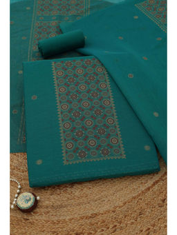 Soch - Turquoise Blue Art Silk Woven Design Unstitched Top and Bottom with Dupatta