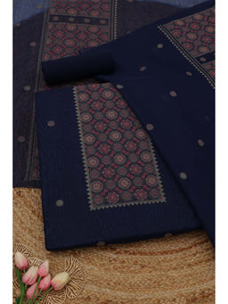 Soch - Navy Blue Art Silk Woven Design Unstitched Top and Bottom with Dupatta