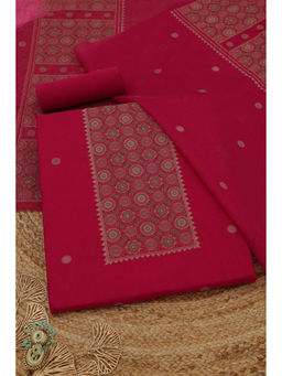 Soch - Fuchsia Art Silk Woven Design Unstitched Top and Bottom with Dupatta