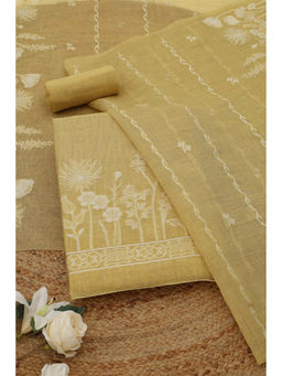 Soch - Yellow Chanderi Woven Design Unstitched Top and Bottom with Dupatta