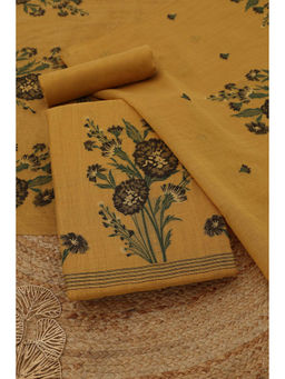 Soch - Mustard Chanderi Woven Design Unstitched Top and Bottom with Dupatta