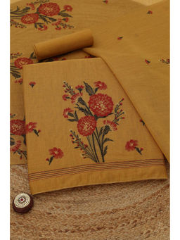Soch - Mustard Chanderi Woven Design Unstitched Top and Bottom with Dupatta