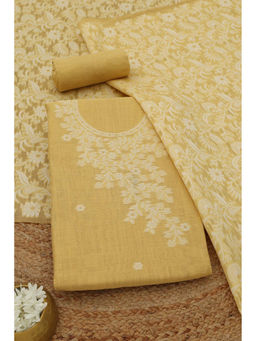 Soch - Yellow Chanderi Woven Design Unstitched Top and Bottom with Dupatta