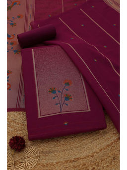 Soch - Purple Chanderi Woven Design Unstitched Top and Bottom with Dupatta