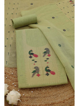 Soch - Light Green Chanderi Woven Design Unstitched Top and Bottom with Dupatta
