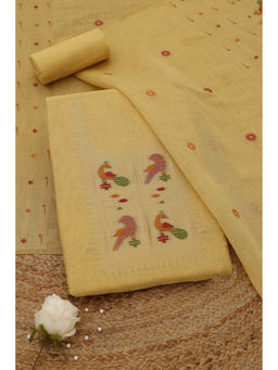 Soch - Yellow Chanderi Woven Design Unstitched Top and Bottom with Dupatta