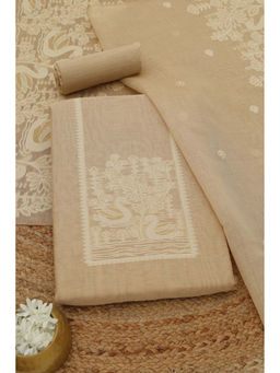 Soch - Beige Chanderi Woven Design Unstitched Top and Bottom with Dupatta