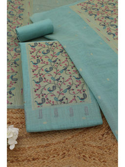 Soch - Powder Blue Chanderi Woven Design Unstitched Top and Bottom with Dupatta