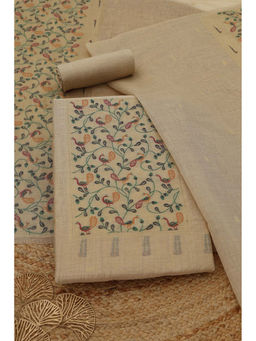 Soch - Beige Chanderi Woven Design Unstitched Top and Bottom with Dupatta