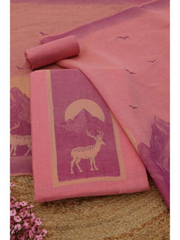 Soch - Blush Pink Chanderi Woven Design Unstitched Top and Bottom with Dupatta