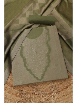 Soch - Olive Silk Zari Woven Unstitched Top and Bottom with Dupatta