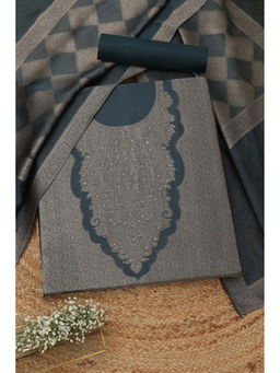 Soch - Grey Silk Zari Woven Unstitched Top and Bottom with Dupatta