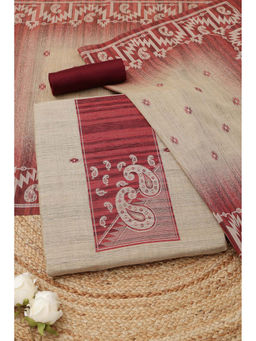 Soch - Beige Art Silk Woven Design Unstitched Top and Bottom with Dupatta