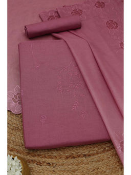 Soch - Onion Pink Mul Chanderi Floral Unstitched Top and Bottom with Dupatta