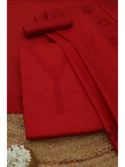 Soch - Red Mul Chanderi Floral Unstitched Top and Bottom with Dupatta