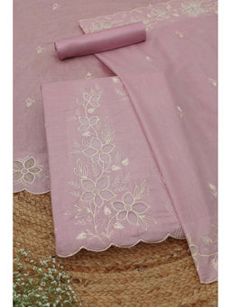 Soch - Blush Pink Mul Chanderi Floral Unstitched Top and Bottom with Dupatta