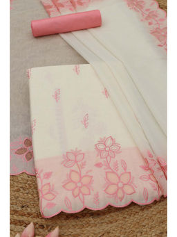 Soch - Off White Mul Chanderi Floral Unstitched Top and Bottom with Dupatta
