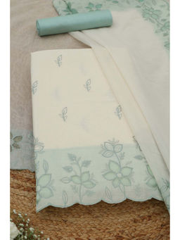 Soch - Off White Mul Chanderi Floral Unstitched Top and Bottom with Dupatta
