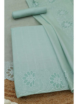 Soch - Green Mul Chanderi Floral Unstitched Top and Bottom with Dupatta