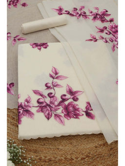 Soch - Off White Mul Chanderi Floral Unstitched Top and Bottom with Dupatta