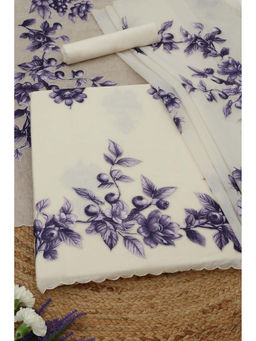 Soch - Off White Mul Chanderi Floral Unstitched Top and Bottom with Dupatta