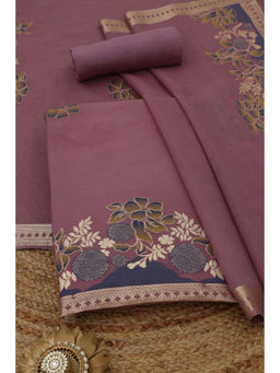 Soch - Lavender Mul Chanderi Floral Unstitched Top and Bottom with Dupatta