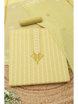 Soch - Light Yellow Cotton Ethnic Motifs Unstitched Top and Bottom with Dupatta