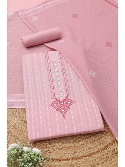 Soch - Blush Pink Cotton Ethnic Motifs Unstitched Top and Bottom with Dupatta