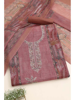 Soch - Onion Pink Linen Shimmer Botanical Unstitched Top and Bottom with Dupatta