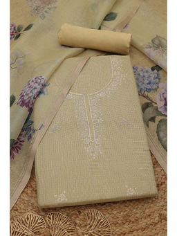 Soch - Yellow Kota Floral Unstitched Top and Bottom with Dupatta