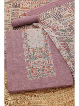 Soch - Lavender Linen Botanical Unstitched Top and Bottom with Dupatta