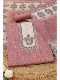 Soch - Onion Pink Linen Botanical Unstitched Top and Bottom with Dupatta