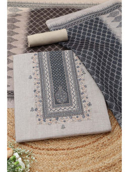 Soch - Beige Art Silk Ethnic Motifs Unstitched Top and Bottom with Dupatta