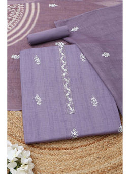 Soch - Lavender Linen Floral Unstitched Top and Bottom with Dupatta