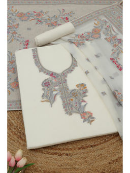 Soch - Off White Mul Chanderi Woven Design Unstitched Top and Bottom with Dupatta