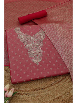 Soch - Fuchsia Ziraf Russian Silk Woven Unstitched Top and Bottom with Dupatta