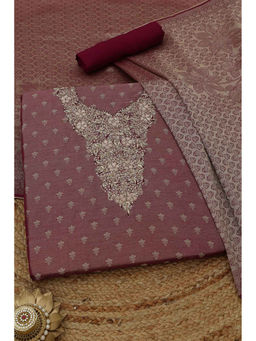 Soch - Wine Ziraf Russian Silk Zari Woven Unstitched Top and Bottom with Dupatta