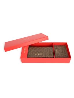 Guess - Brown Printed Sandria Boxed 3-Fold Wallet